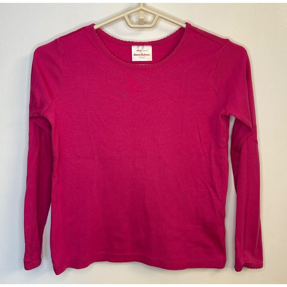 Hanna Andersson Size 140 9-10 Pink Long Sleeve Pima Cotton Shirt